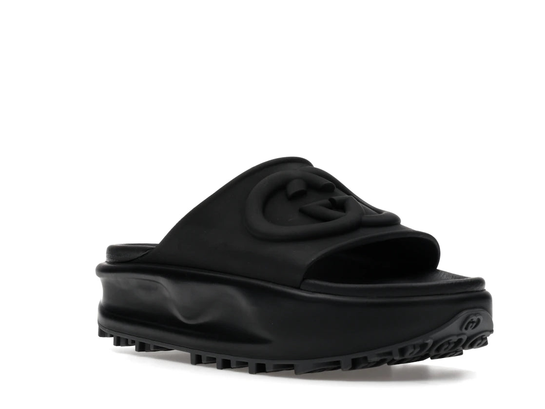 Gucci GG Oversize Slide Sandal Interlocking G Black (Women's) - vue secondaire A
