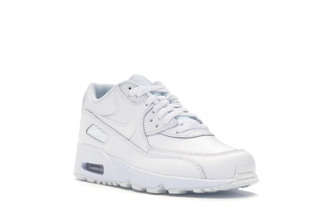 Nike Air Max 90 White Leather (GS) - vue secondaire A