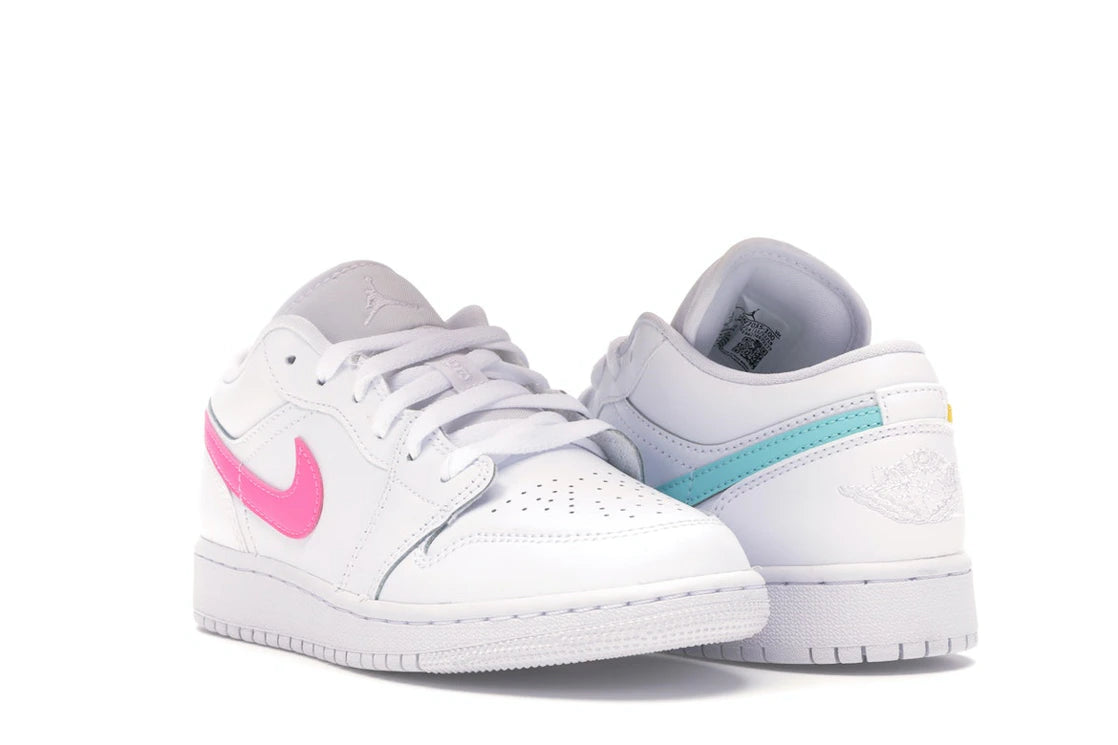 Jordan 1 Low White Neon (GS) - vue secondaire A