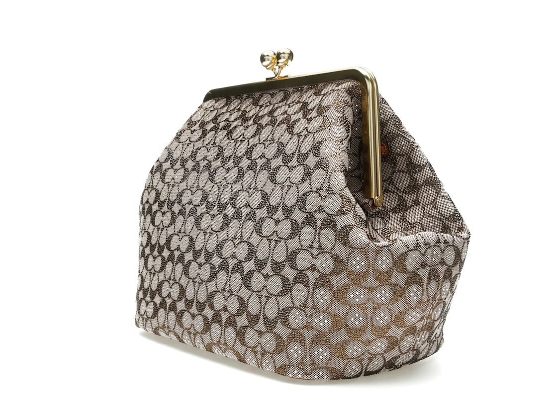 Coach Large Kisslock Crystal Signature Jacquard Frame Bag Brass/Burnished Amber - vue secondaire A