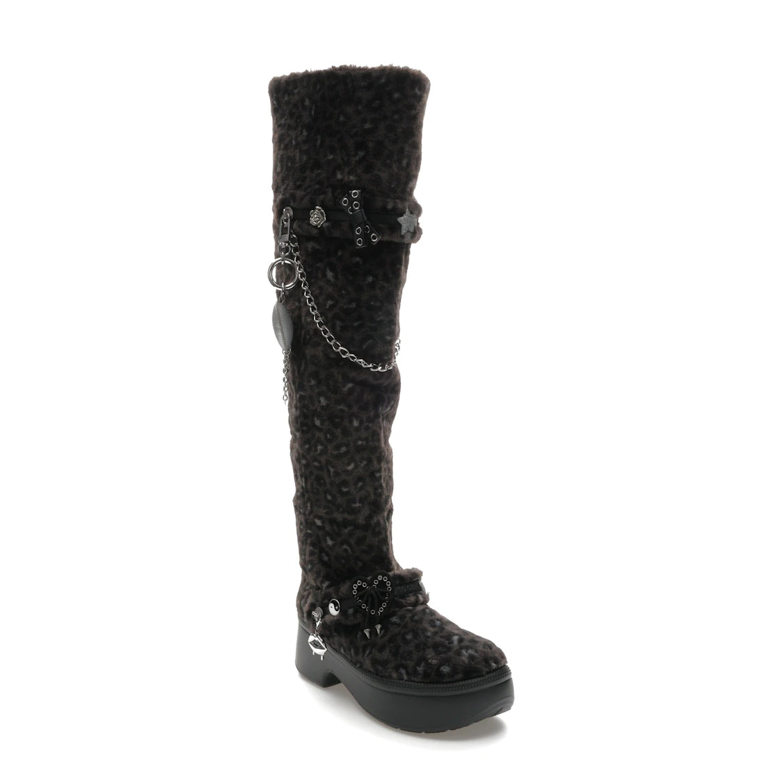 Crocs Classic Unfurgettable Knee High Boot Black Leopard (Women's) - vue secondaire A