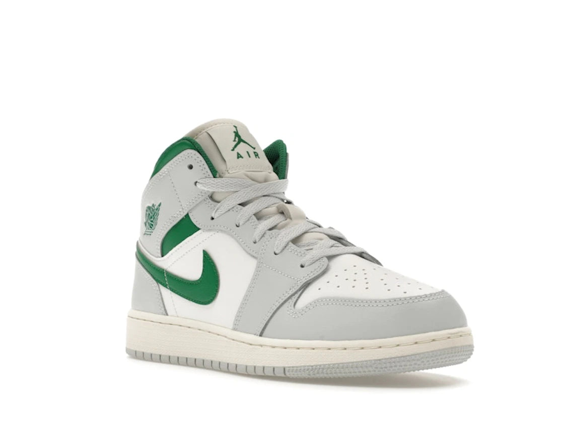 Jordan 1 Mid White Pure Platinum Pine Green (GS) - vue secondaire A
