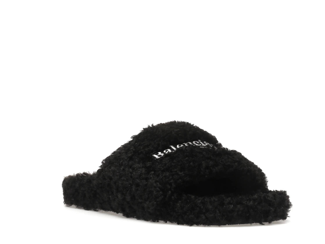 Balenciaga Furry Slide Black - vue secondaire A