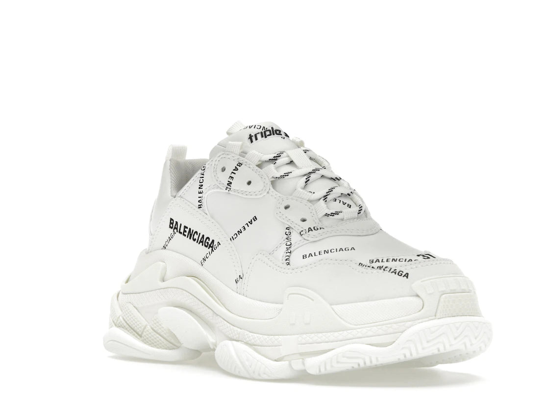 Balenciaga Triple S Allover Logo White (Women's) - vue secondaire A