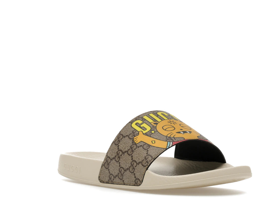Gucci x Pablo Delcielo Cat GG Supreme Slide Beige - vue secondaire A