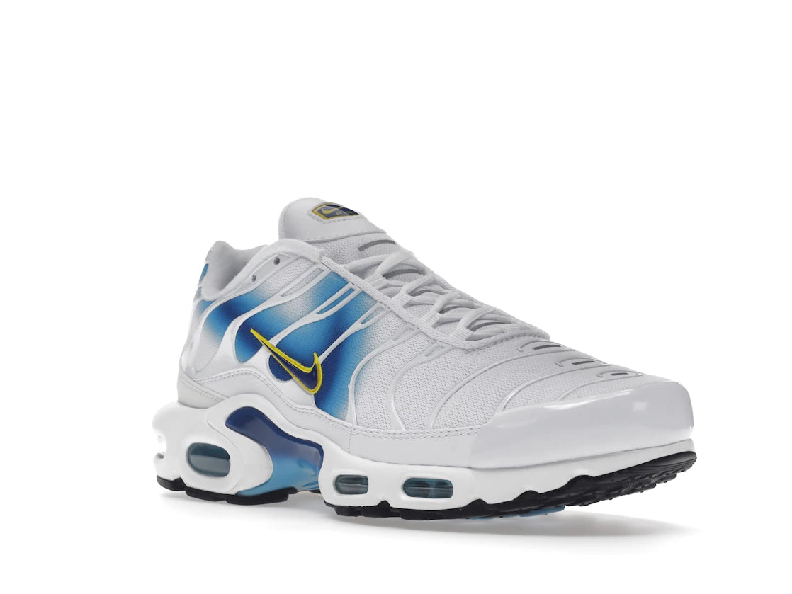 Nike Air Max Plus Spray Paint Swoosh White Blue - vue secondaire A