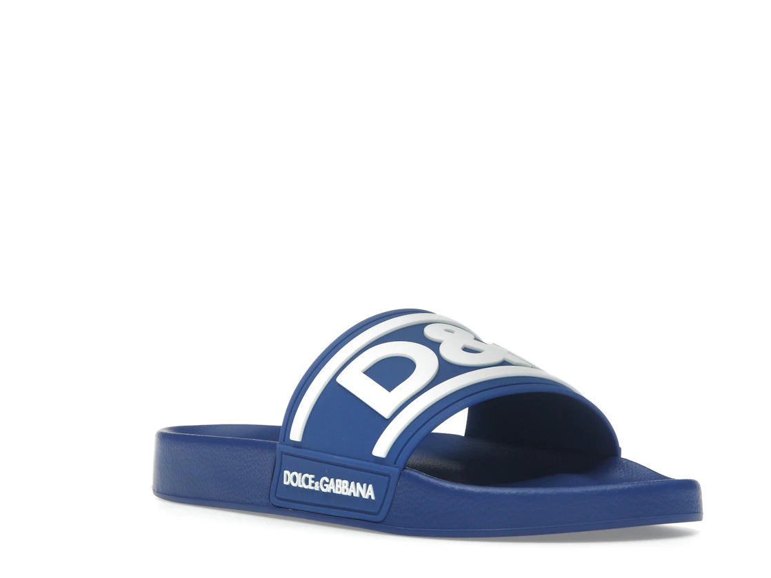 Dolce & Gabbana Beachwear Sliders DG Logo Blue White - vue secondaire A
