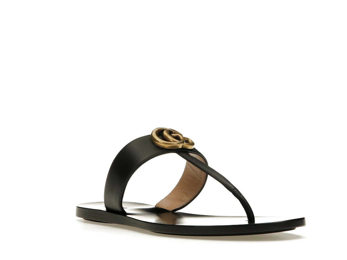 Gucci Double G Thong Sandal Black Leather - vue secondaire A
