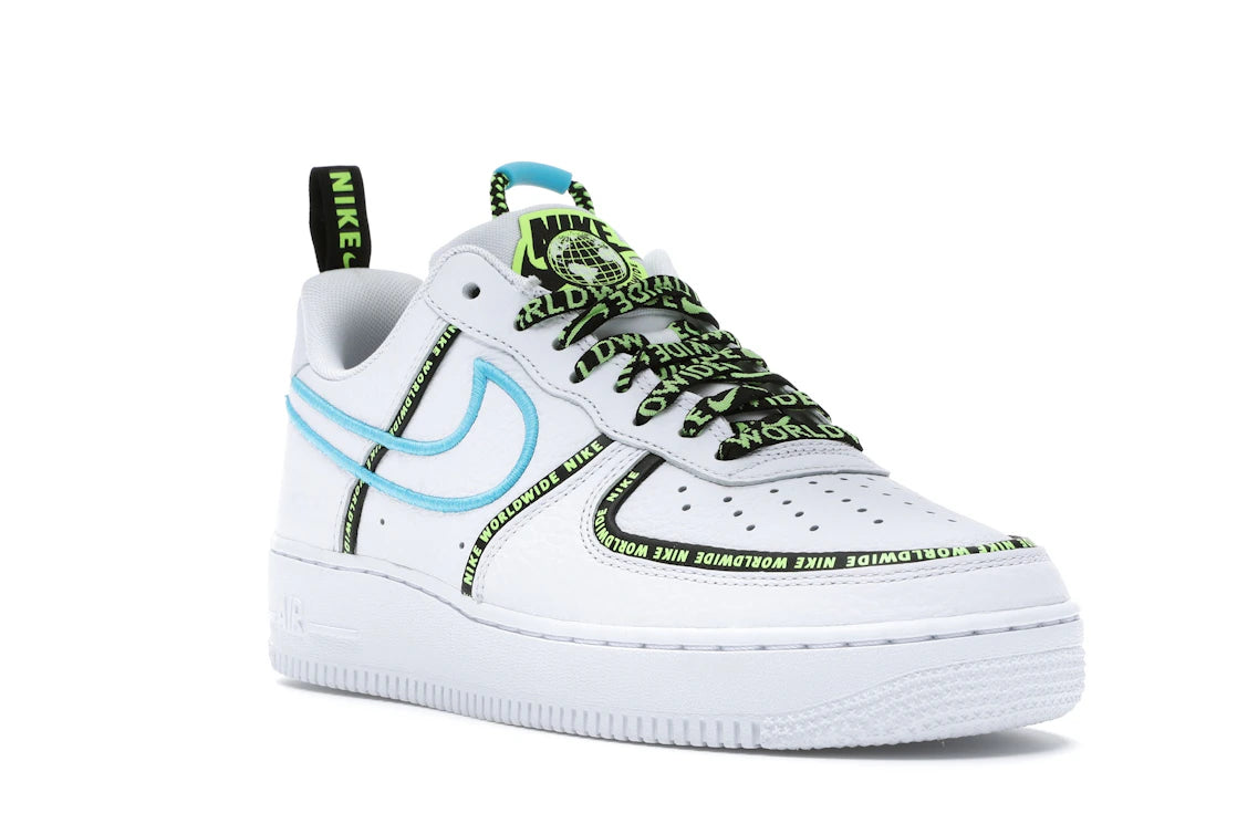 Nike Air Force 1 Low Worldwide White Blue Fury Volt - vue secondaire A