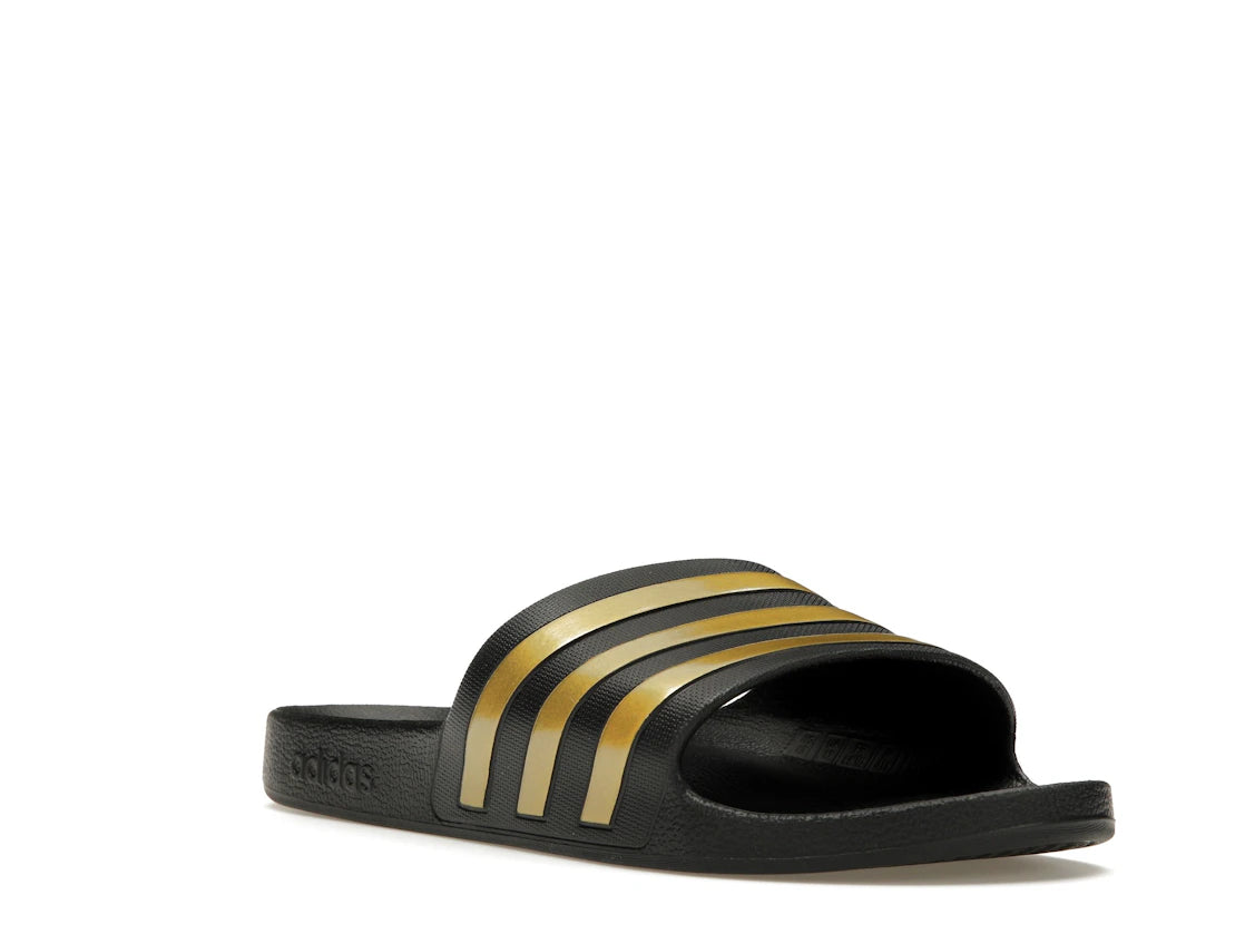 adidas Adilette Aqua Slides Core Black Gold Metallic - vue secondaire A