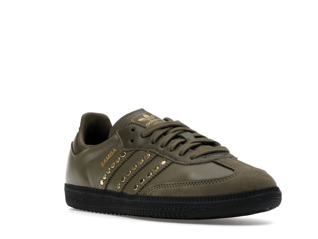 adidas Samba OG Studded Stripes Dark Khaki Black (Women's) - vue secondaire A