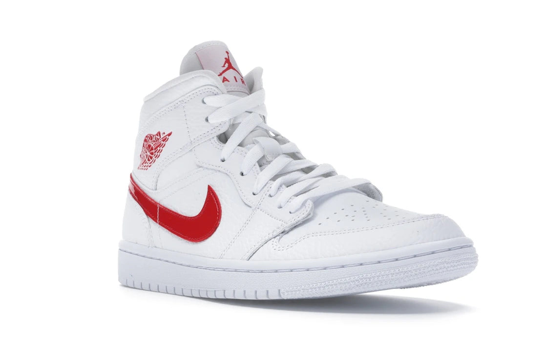 Jordan 1 Mid White University Red (Women's) - vue secondaire A