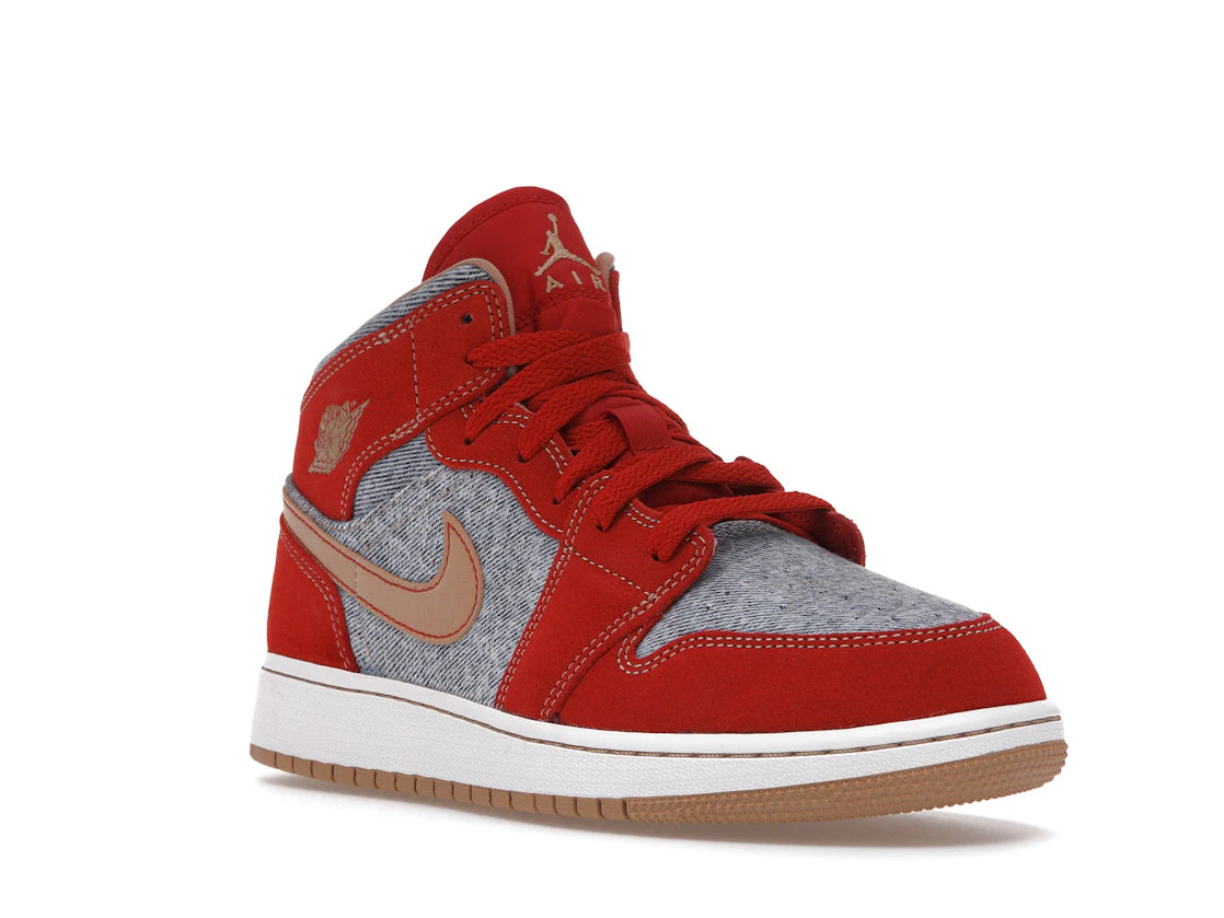 Jordan 1 Mid Denim Red (GS) - vue secondaire A