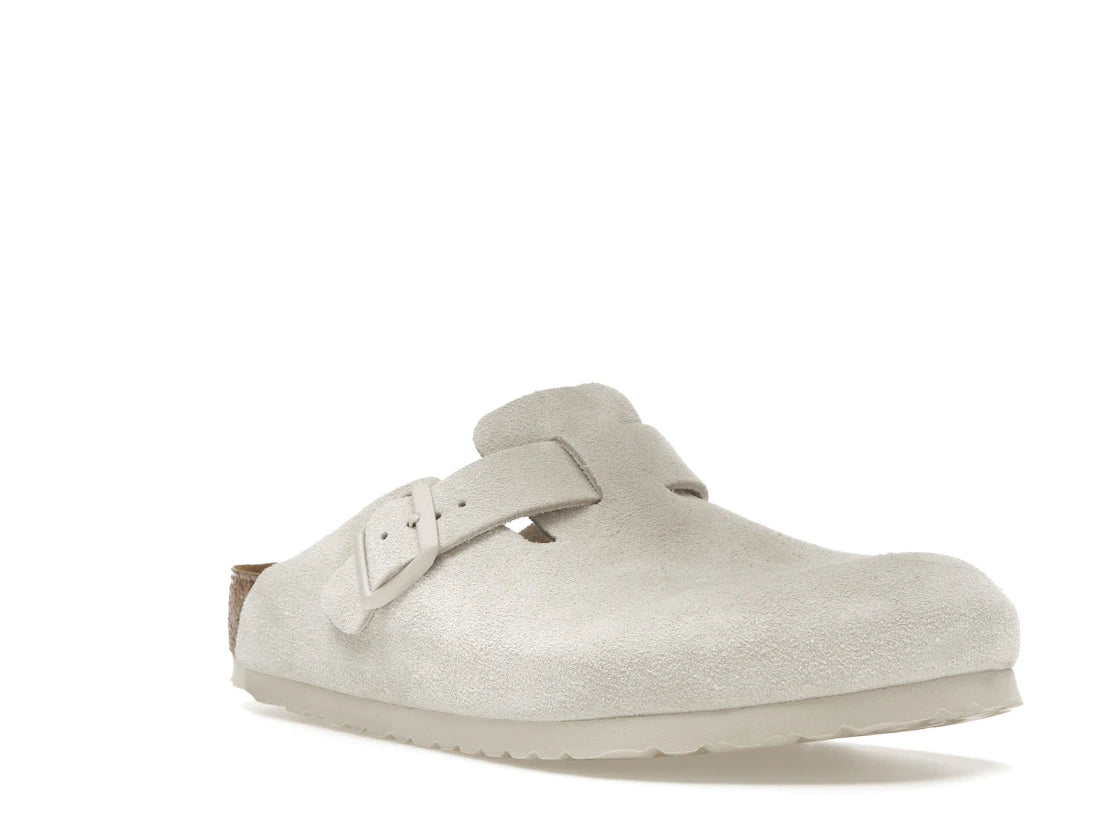 Birkenstock Boston Soft Footbed Suede Antique White - vue secondaire A