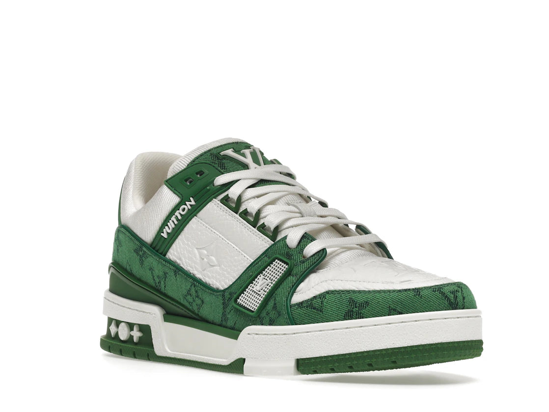 Louis Vuitton Trainer Green Monogram Denim White - vue secondaire A