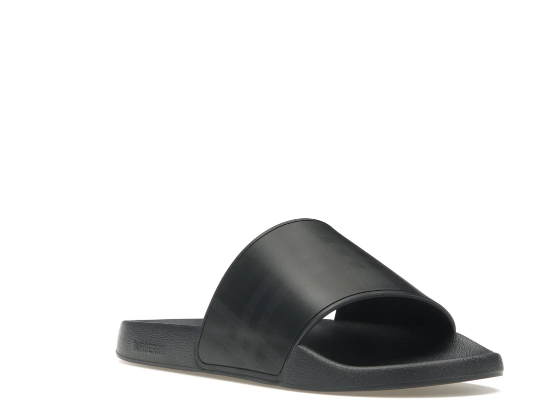 Burberry Embossed Logo Slides Dark Blue - vue secondaire A