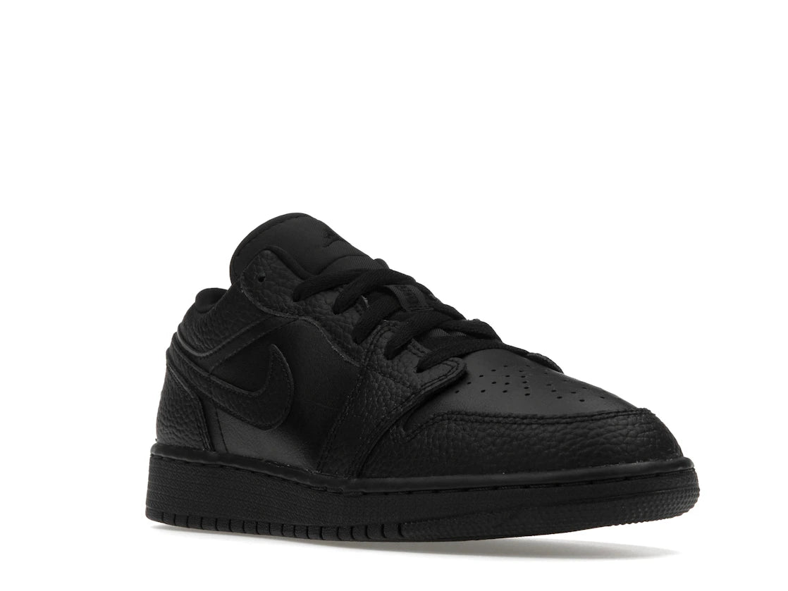 Jordan 1 Low Tumbled Leather Black (GS) - vue secondaire A