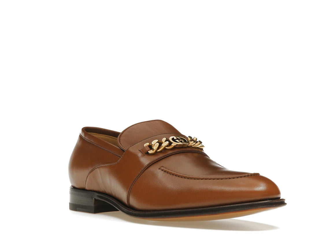 Gucci Interlocking G Chain Loafer Brown - vue secondaire A