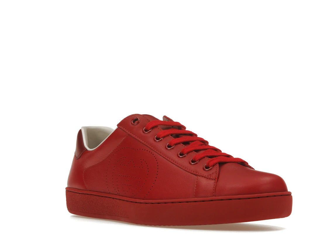 Gucci Ace Perforated Interlocking G Red - vue secondaire A