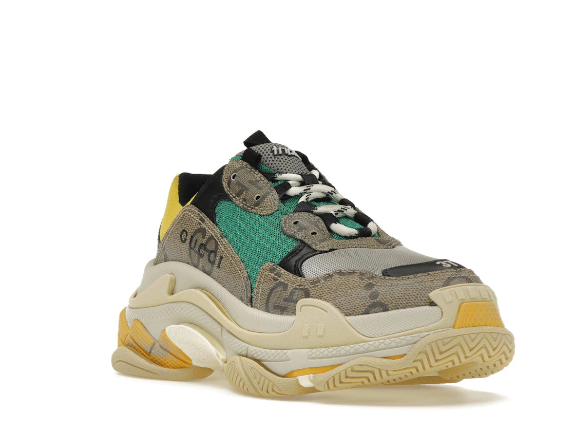 Gucci x Balenciaga The Hacker Project Triple S Beige Green Yellow (Women's) - vue secondaire A