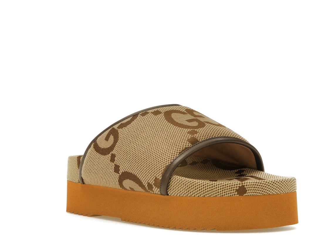 Gucci Jumbo GG Platform Slide Camel Ebony Monogram (Women's) - vue secondaire A