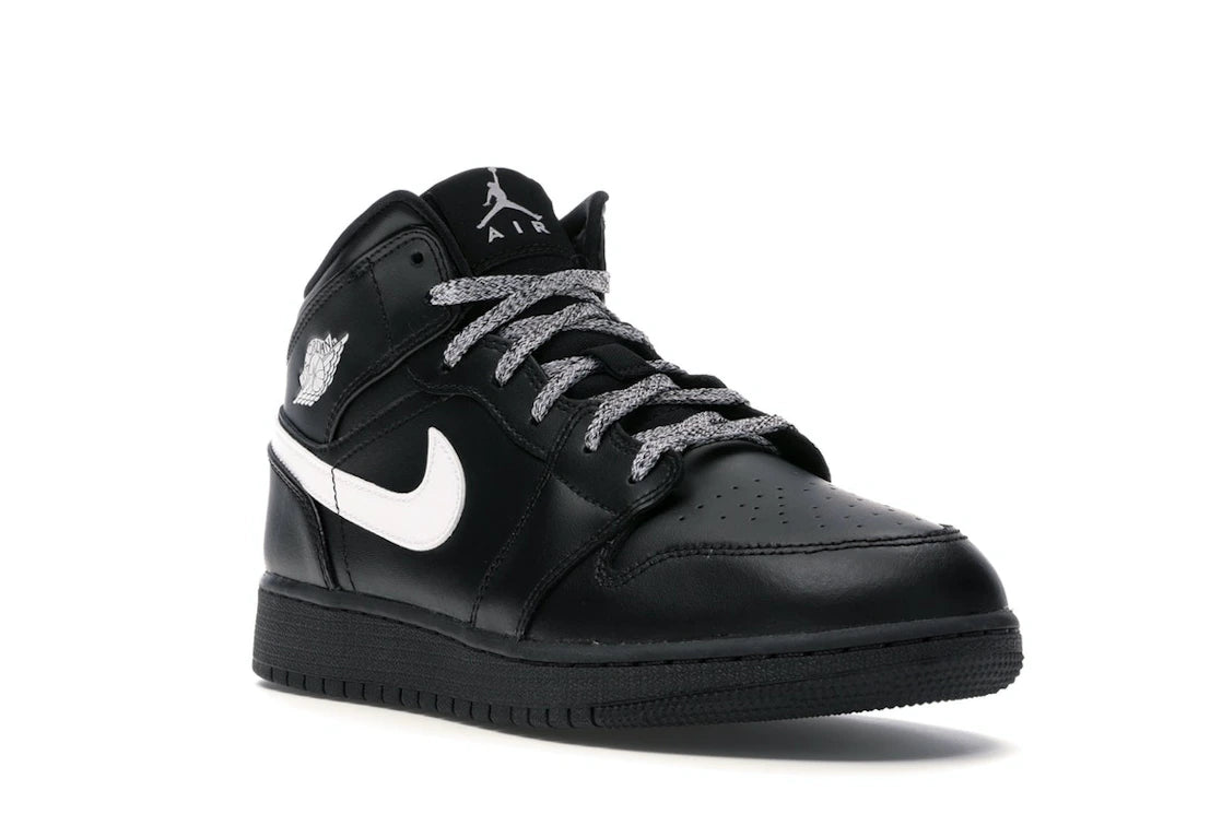 Jordan 1 Mid Black White Speckle (GS) - vue secondaire A