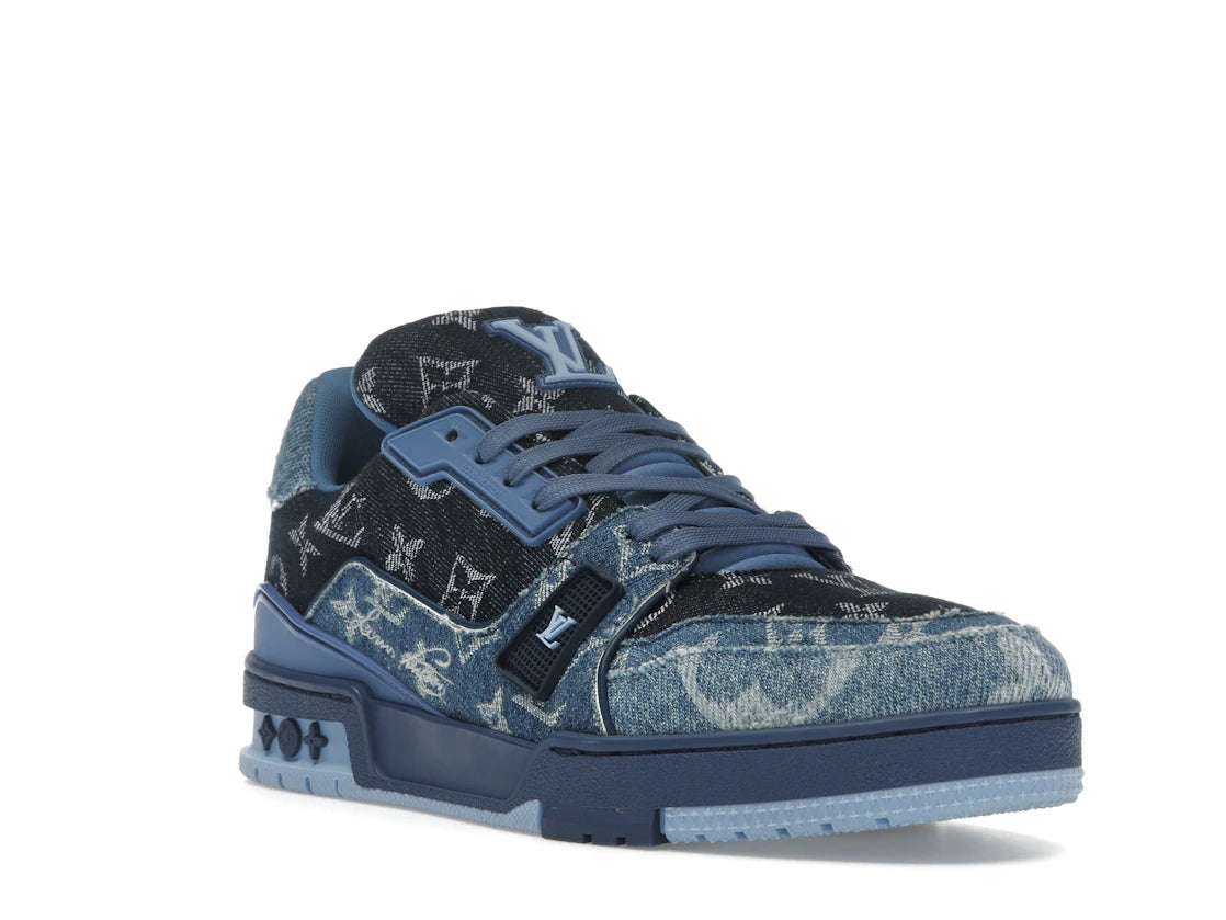 Louis Vuitton LV Trainer Blue Patchwork Monogram Denim - vue secondaire A