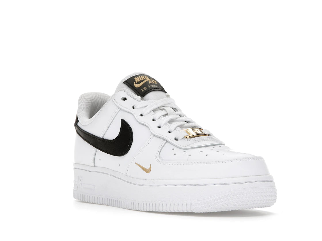 Nike Air Force 1 Low '07 Essential White Black Gold Mini Swoosh (Women's) - vue secondaire A