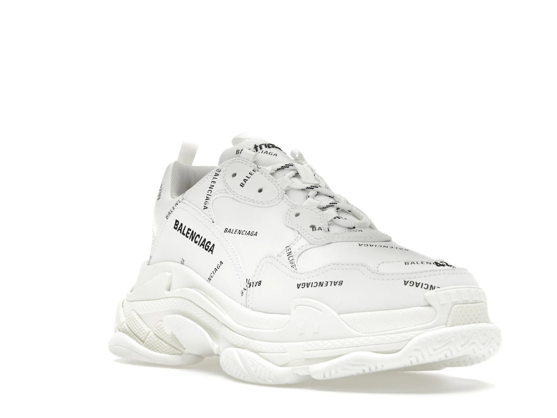 Balenciaga All Over Logo Triple S White Black - vue secondaire A