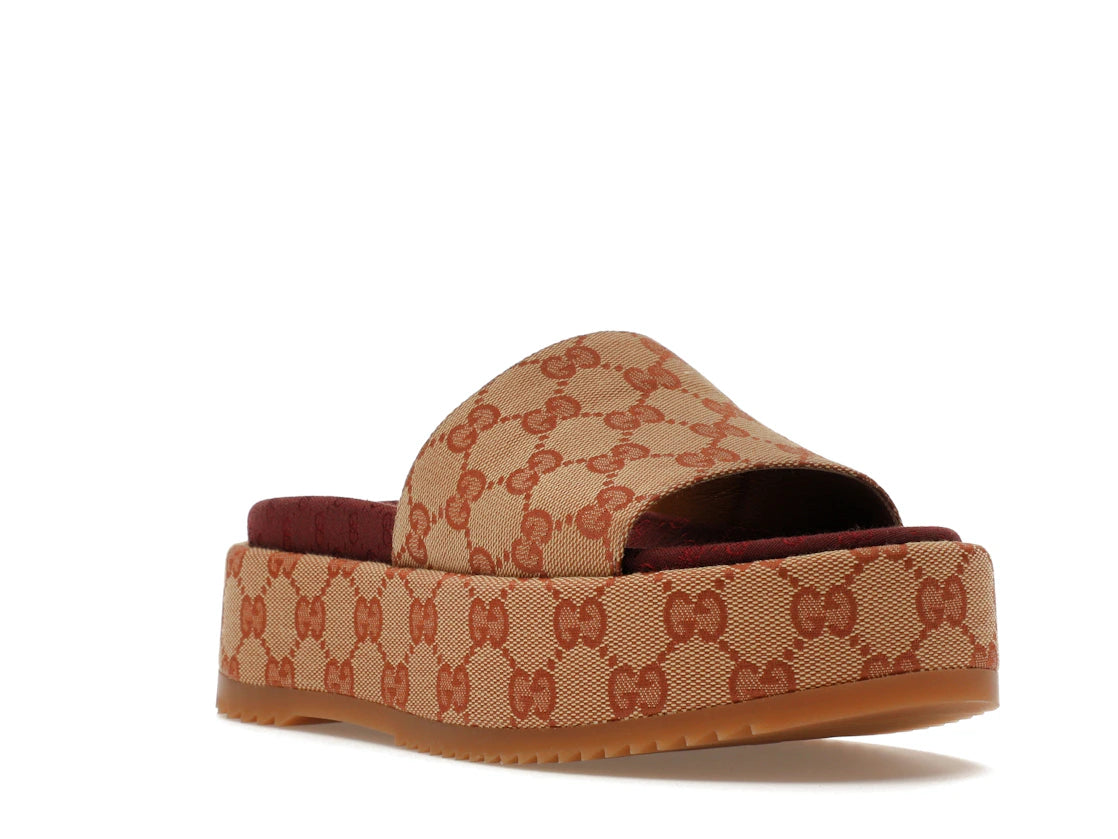 Gucci GG Supreme Platform Sandal Dark Red (Women's) - vue secondaire A