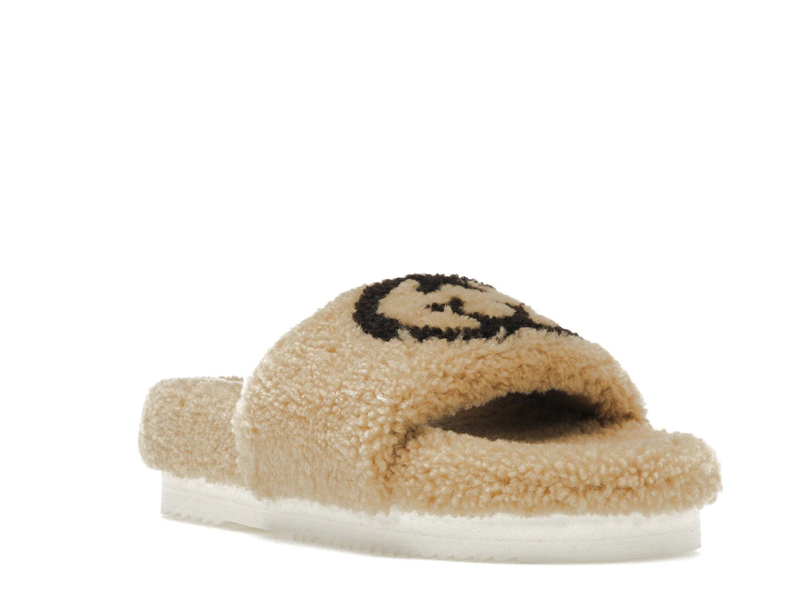 Gucci Slide Interlocking G Wool Light Brown (Women's) - vue secondaire A