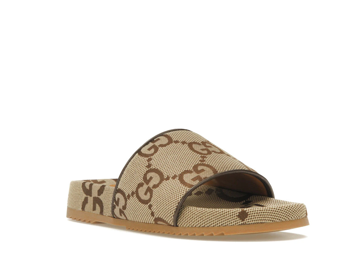 Gucci maxi GG Canvas Slides Camel Ebony - vue secondaire A