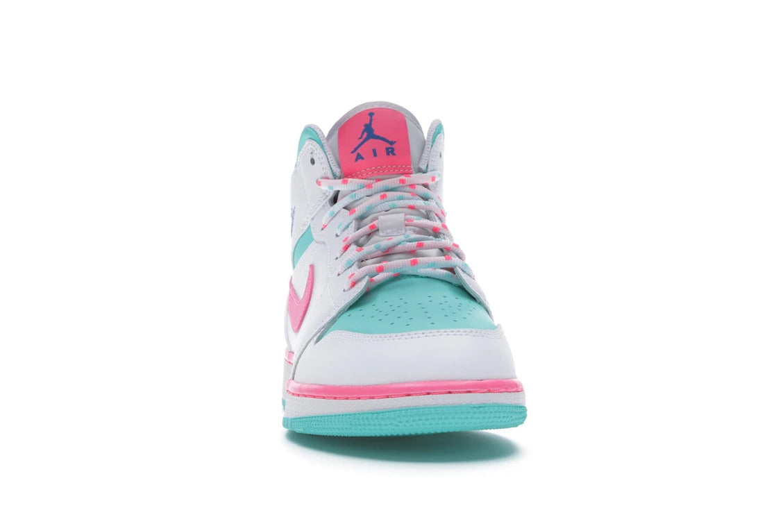 Jordan 1 Mid Weiß Pink Grün Soar (GS) - vue secondaire A