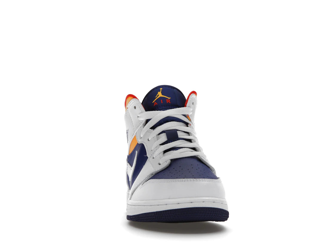 Jordan 1 Mid White Laser Orange Deep Royal Blue (GS) - vue secondaire A