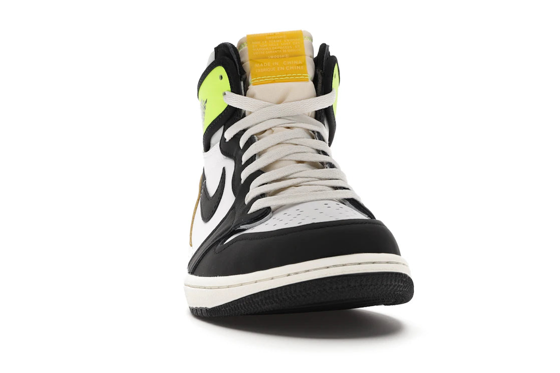 Jordan 1 Retro High White Black Volt University Gold - vue secondaire A