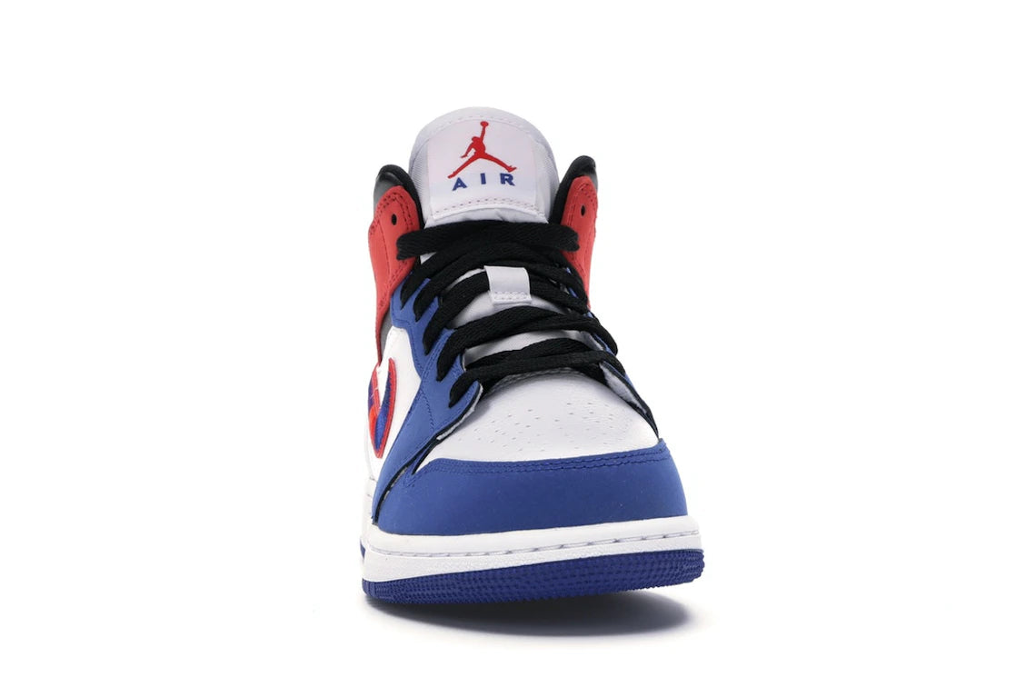 Jordan 1 Mid Rush Blue University Red (GS) - vue secondaire A