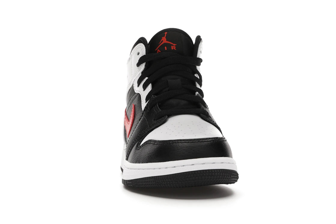 Jordan 1 Mid Weiß Schwarz Chile Rot (GS) - vue secondaire A