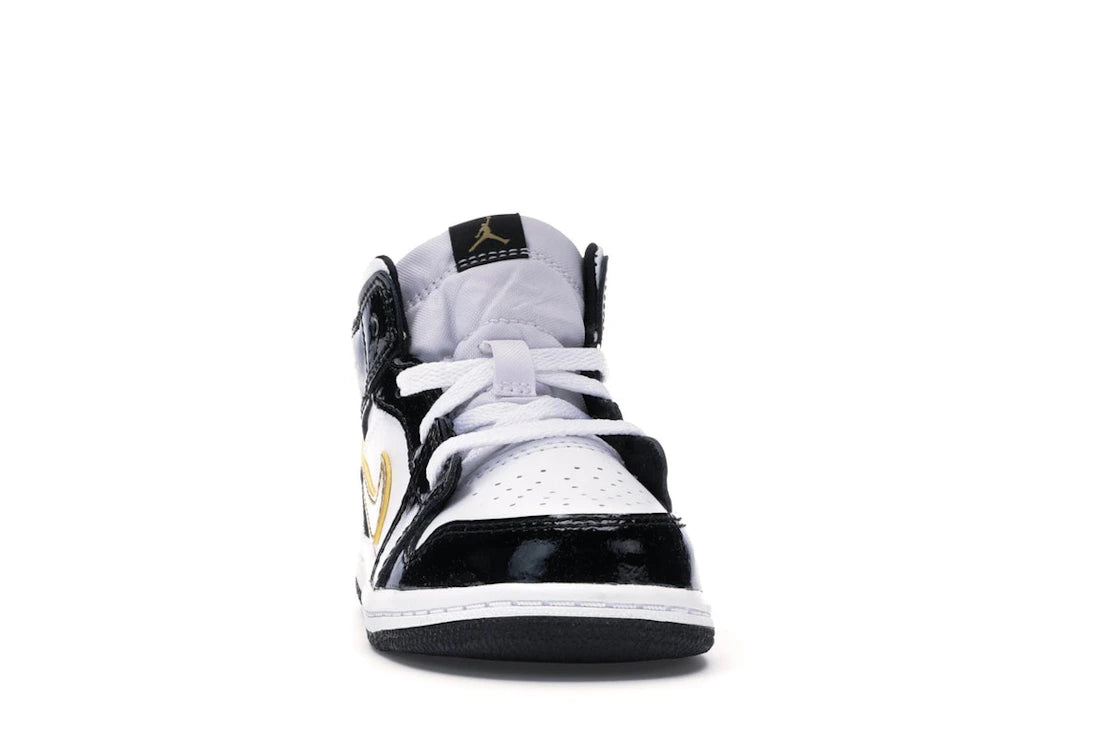 Jordan 1 Mid Patent Black White Gold (TD) - vue secondaire A
