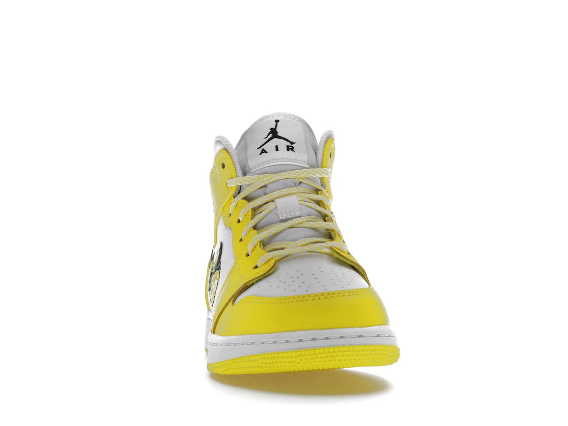 Jordan 1 Mid Dynamic Yellow Floral (GS) - vue secondaire A