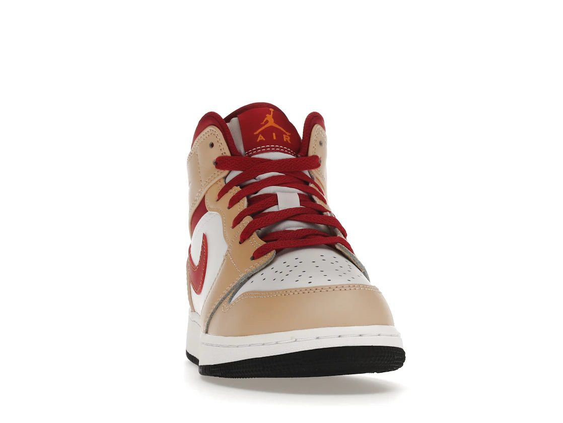 Jordan 1 Mid Light Curry Cardinal (GS) - vue secondaire A