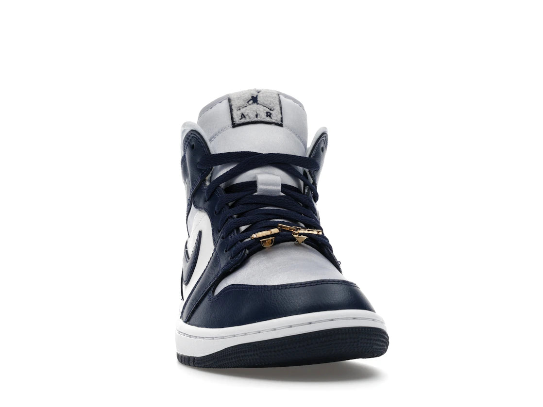 Jordan 1 Mid Football Grey White Midnight Navy (Women's) - vue secondaire A