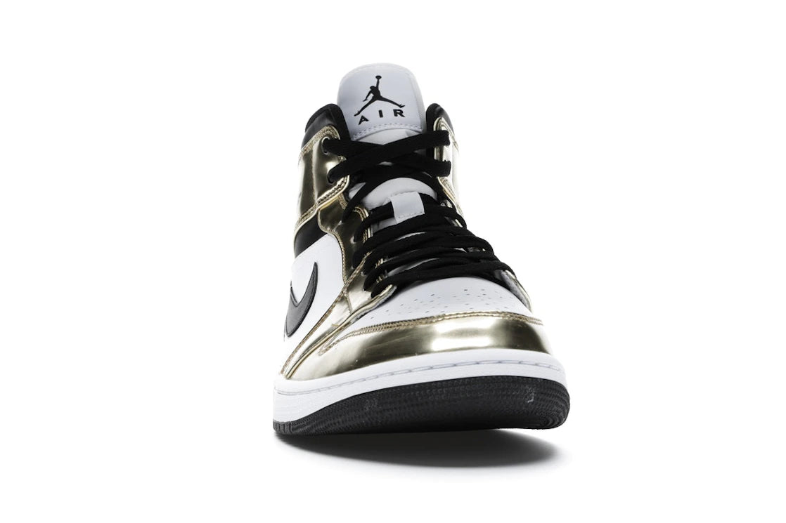 Jordan 1 Mid Metallic Gold Schwarz Weiß - vue secondaire A