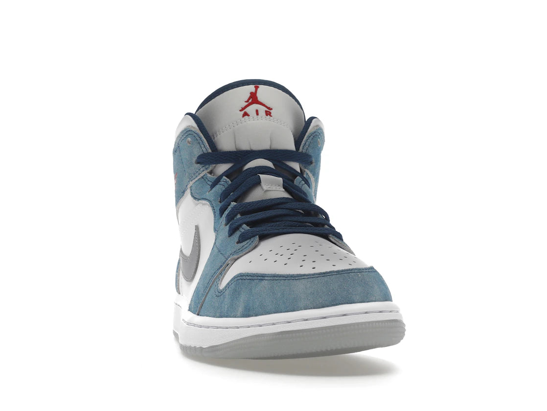 Jordan 1 Mid French Blue Fire Red - vue secondaire A