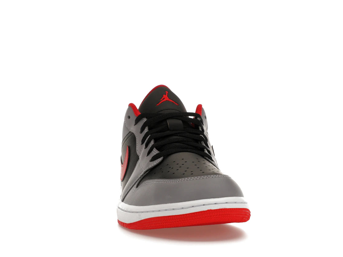 Jordan 1 Low Schwarz, Hellgrau, Rauchgrau, Gym Red - vue secondaire A