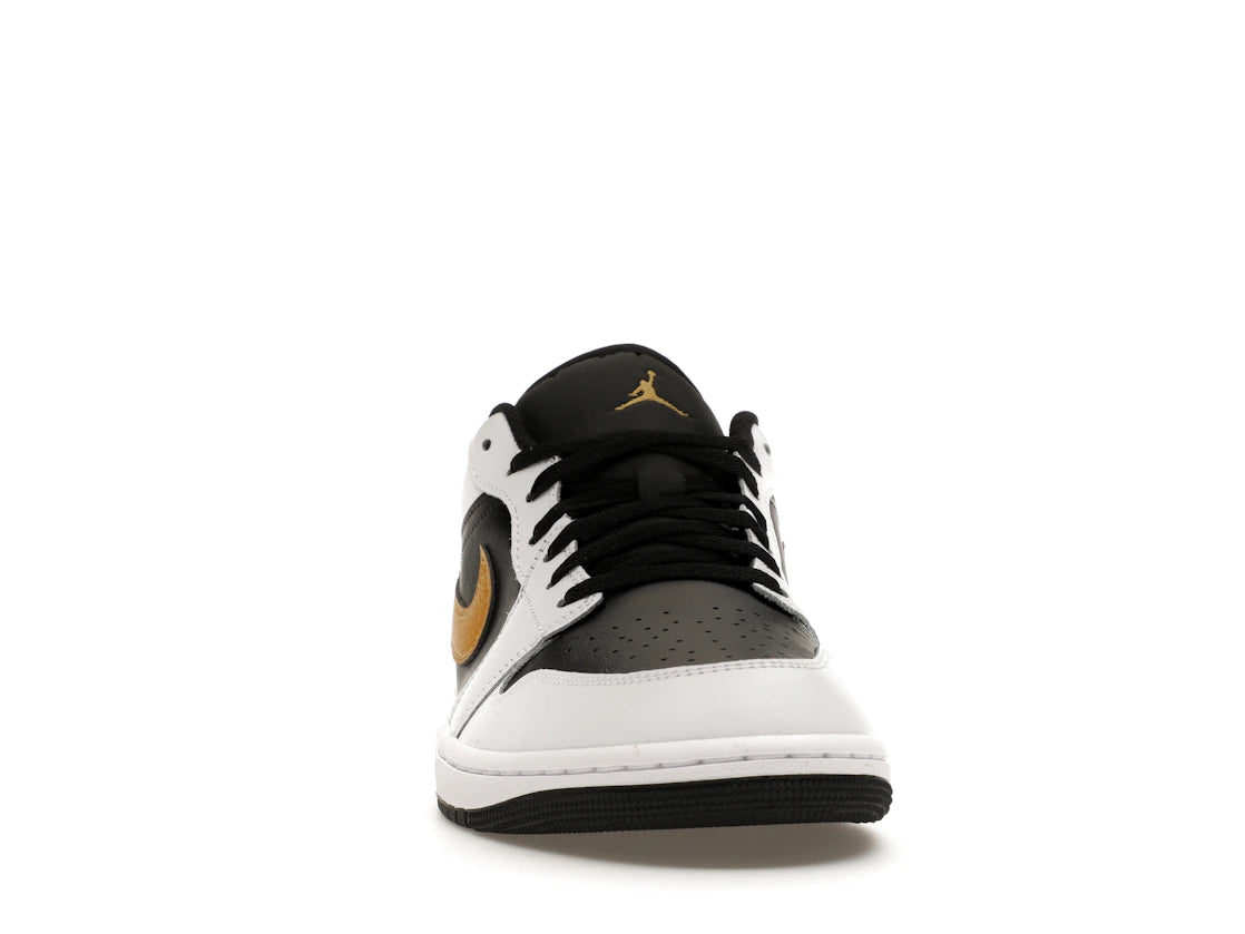 Jordan 1 Low White Black Metallic Gold Swoosh - vue secondaire A