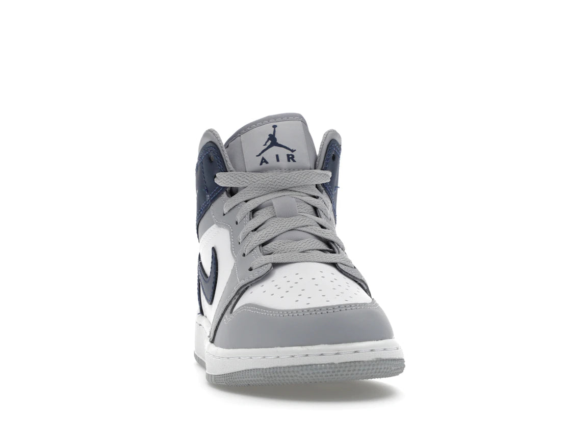 Jordan 1 Mid Wolf Grey Midnight Navy (GS) - vue secondaire A
