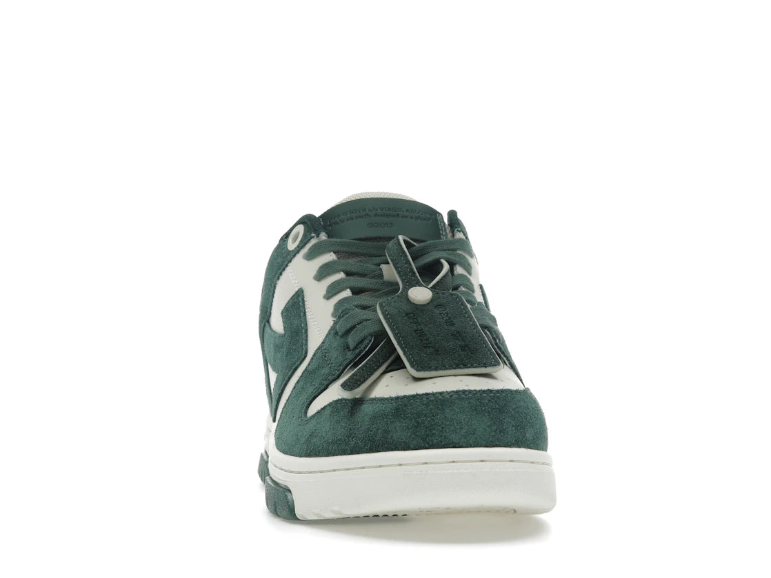 OFF-WHITE Out Of Office "OOO" Low Tops Jet Green Ecru Suede - vue secondaire A