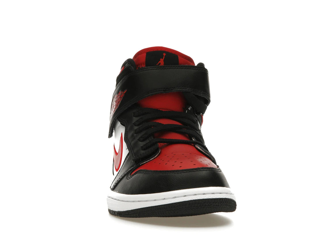 Jordan 1 High FlyEase Schwarz Weiß Feuerrot - vue secondaire A