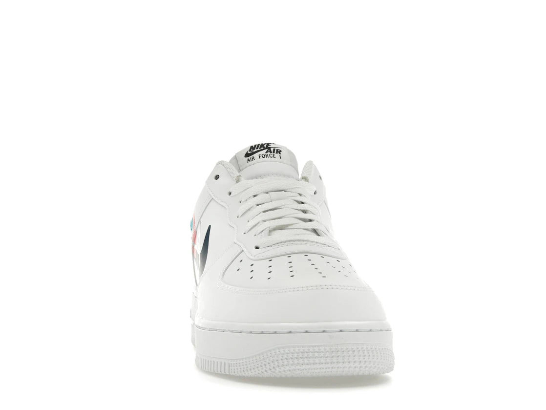 Nike Air Force 1 Low '07 Quadruple Swoosh White Navy Crimson - vue secondaire A