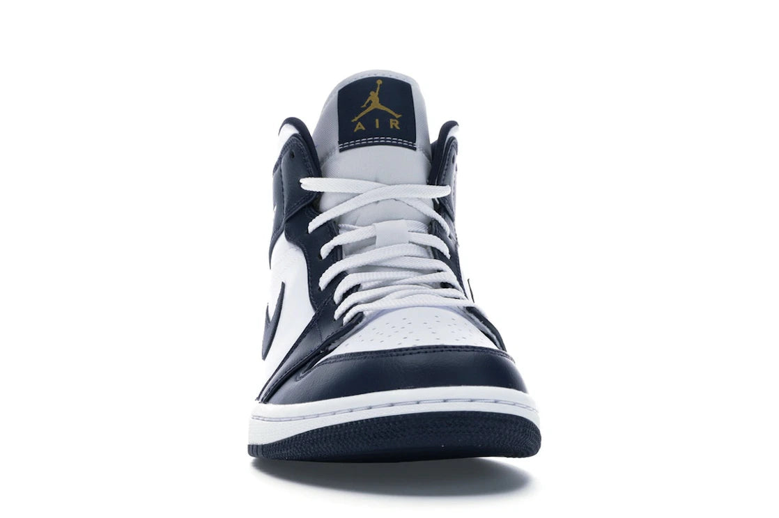 Jordan 1 Mid Weiß Metallic Gold Obsidian - vue secondaire A